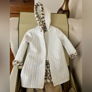 2-Piece Toddler Girl Coat & Dress Holiday or Winter Wedding Outfit 3T